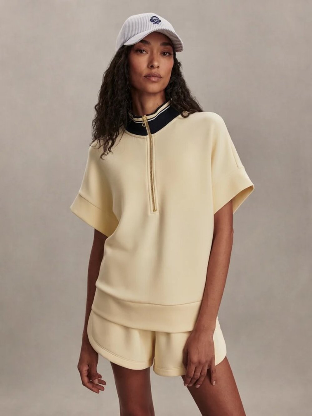 Varley Ritchie 2.0 Short Sleeve Sweat in Anise Flower, Size Small